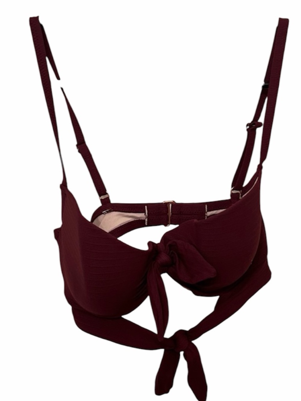 Burgundy Tie-Front Bikini Top